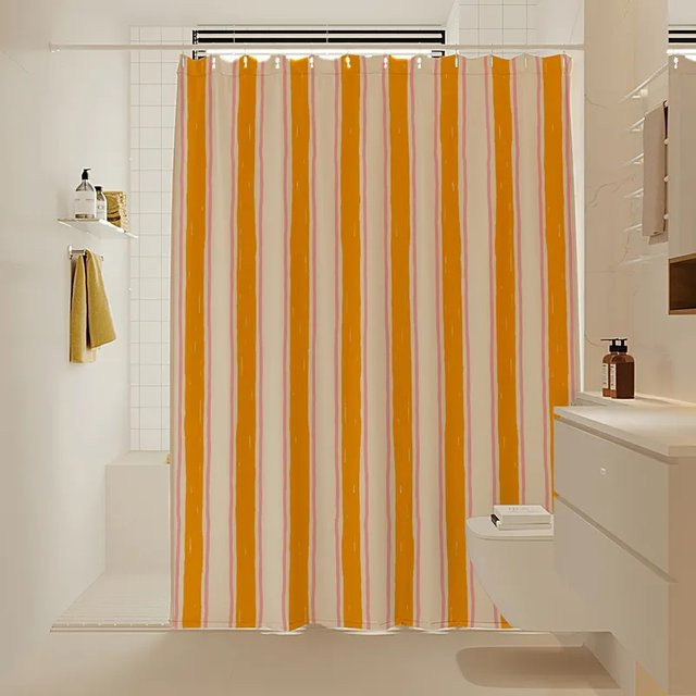 VIKAMA Moderner gestreifter Duschvorhang, wasserdicht und schimmelresistent, B/H: 90 x 180 cm - Bild 1