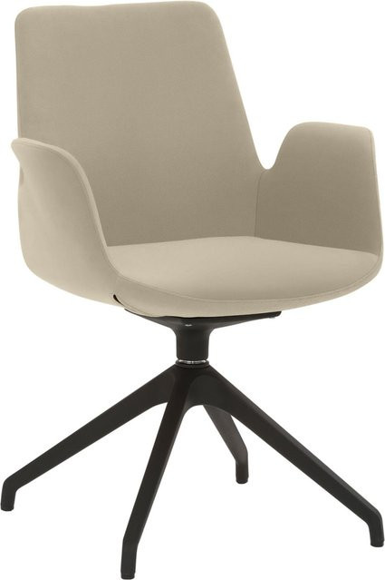 Mayer Sitzmöbel Sessel 2009 mit Armlehnen aus Mikrofaser in Beige und schwarzem Metallgestell, B/T/H: 58 x 57 x 84 cm - Bild 1