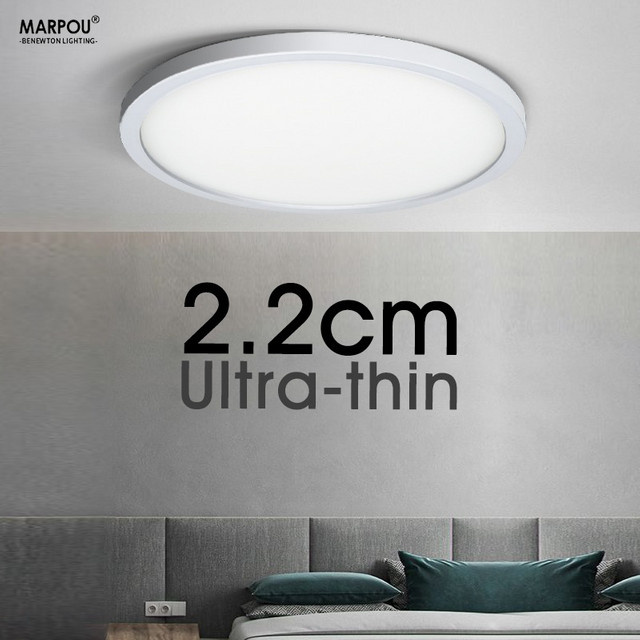 MARPOU Ultradünne Deckenleuchte in Weiß, Modernes Rundes Design für Wohnzimmer, Schlafzimmer und Küche - Bild 1