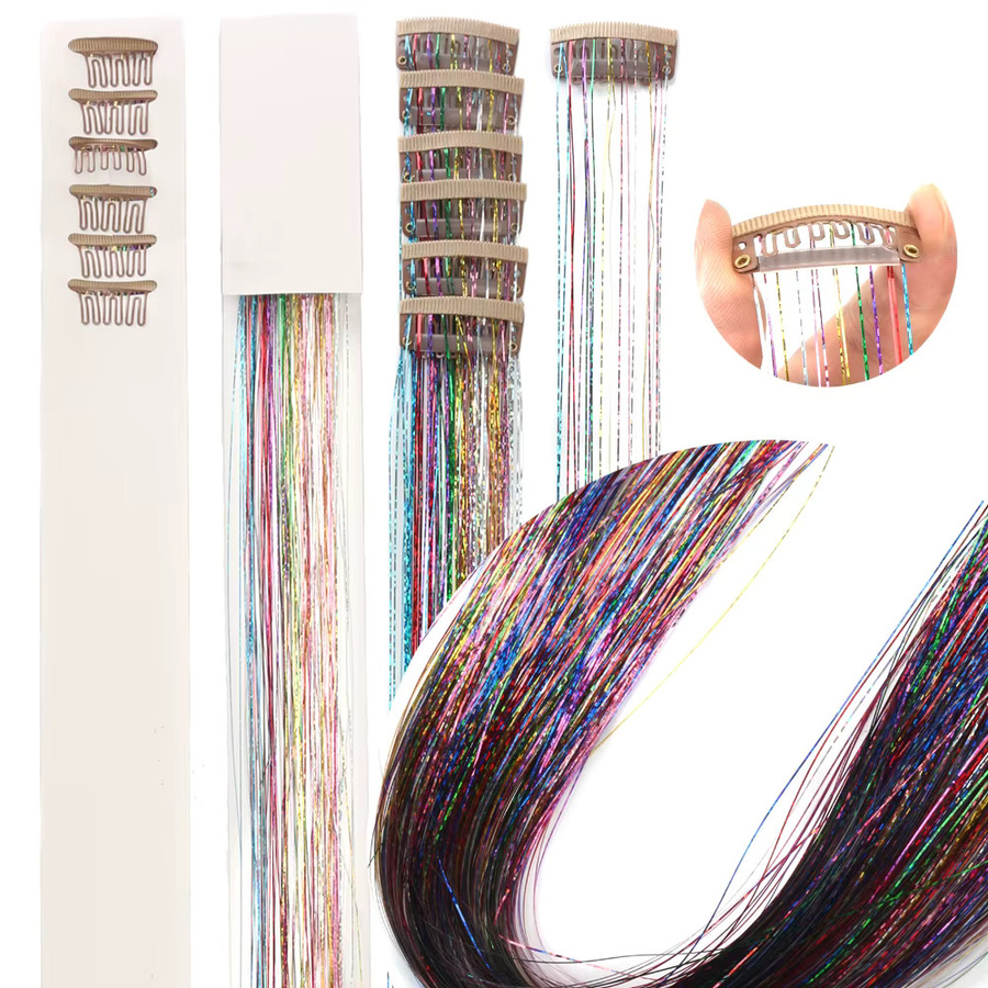 Colorful Girl Haar-Glitzerstreifen zum Anklipsen, 12-teiliges Set, Damen - Bild 2