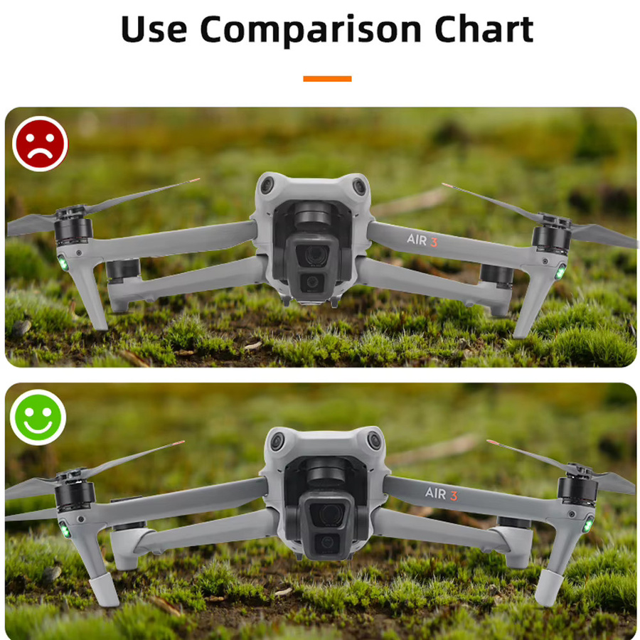 BRDRC Fahrwerk Schutz für DJI Air 3 und Air 3S in Grau als Anti-Verschleiß Fuß Abdeckung und Körper Unterstützung Zubehör - Bild 2