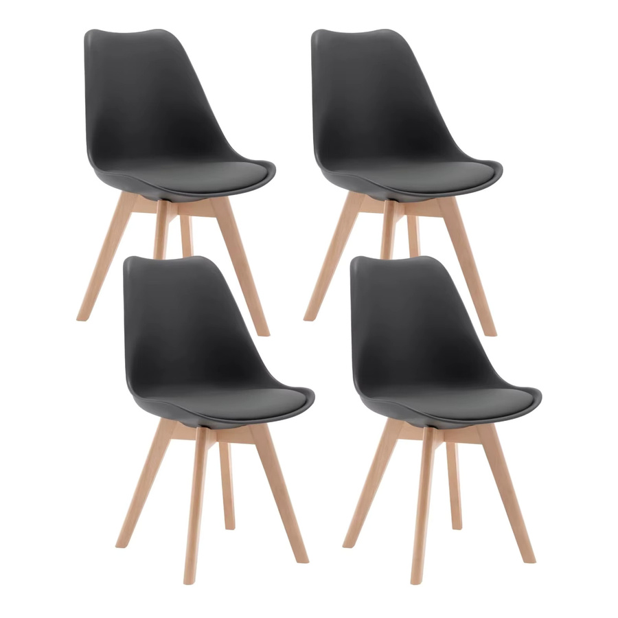 4-teiliges Set WOLTU Küchen- und Esszimmerstühle im Retro-Stil mit gepolsterten Sitzkissen in Schwarz oder Weiß - Bild 3