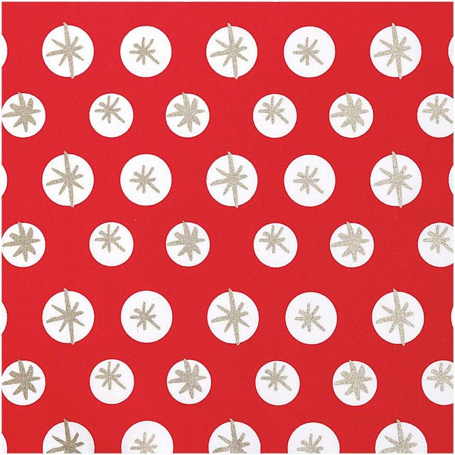 Rico Design Druckstoff Schneeflocken in Rot-Gold, Breite: 140 cm - Bild 1