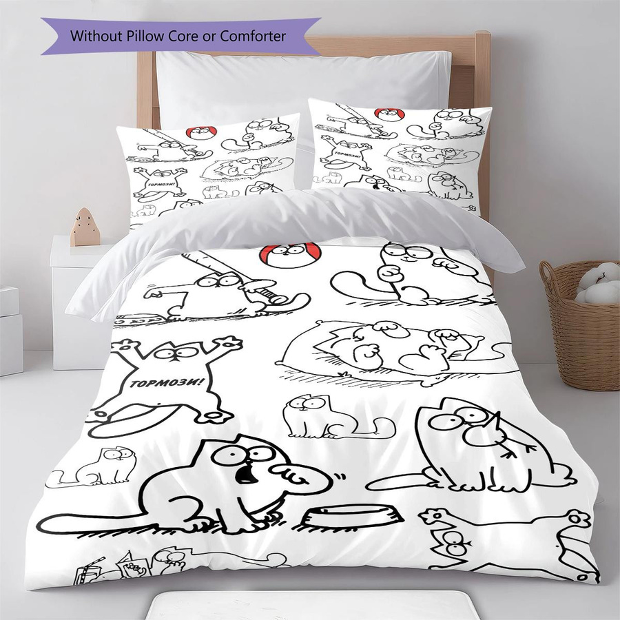 Simon's Cat Bettwäsche Set mit Motiv, Mehrfarbig, B/H: 135 x 200 cm, bestehend aus 1 Bettbezug und 2 Kissenbezügen - Bild 1