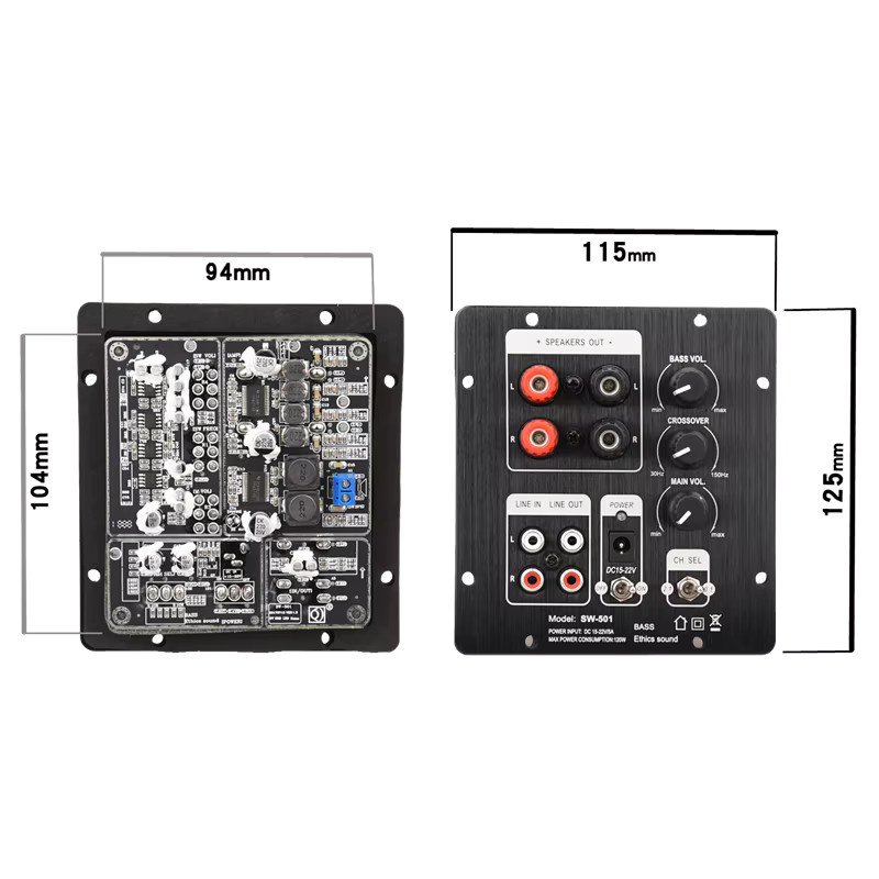 HIFIDIY LIVE 2.1 Subwoofer-Verstärkerplatine TPA3118 mit Bluetooth, 30W*2 + 60W Subwoofer, Schwarz - Bild 2
