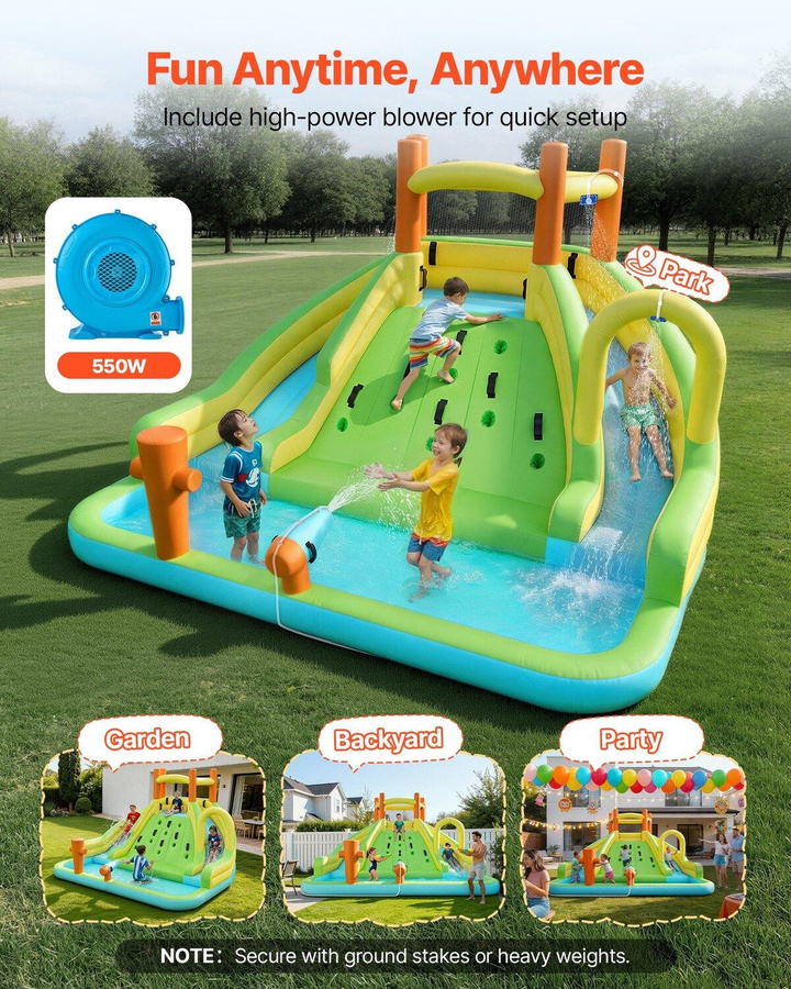 Buying Solutions MB Aufblasbare Hüpfburg Wasserrutsche mit Kletterwand und Planschbecken - Bild 2