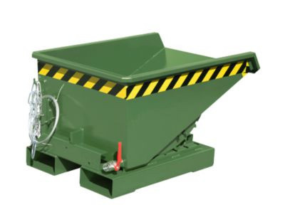Bauer Mini-Spänebehälter Typ EXPO-E 150 mit Seilzug-Kippvorgang in Resedagrün RAL 6011, Inhalt 0,15 m³, Tragkraft bis 750 kg, B/T/H: 96,0 x 54,0 x 64,0 cm - Bild 1