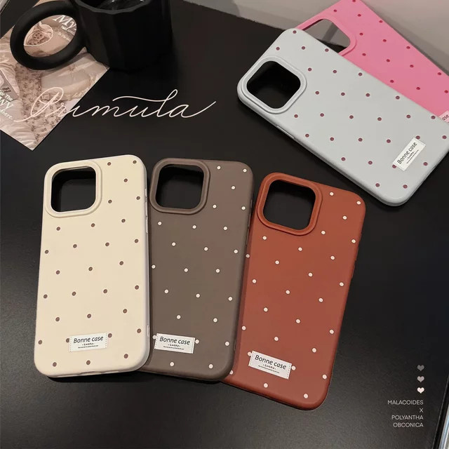 Stoßfeste Handyhülle im koreanischen INS-Stil mit Polka Dots für Apple iPhone 11 bis 16 Pro Max Plus, Multicolor - Bild 1