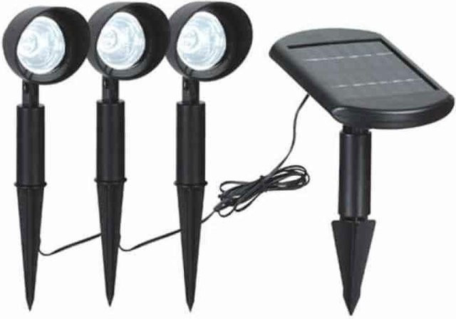 9er Set Solar-LED-Spots mit abgesetztem Solarpaneel in Schwarz, IP44, 6400K Kaltweiß, für den Garten mit Erdspieß - Bild 1