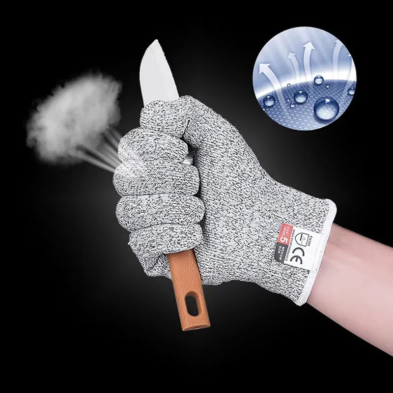 Anti-Schnitt-Handschuhe Level 5 Schutzhandschuhe in Grau für Küche, Gartenarbeit und Metzger - Bild 4