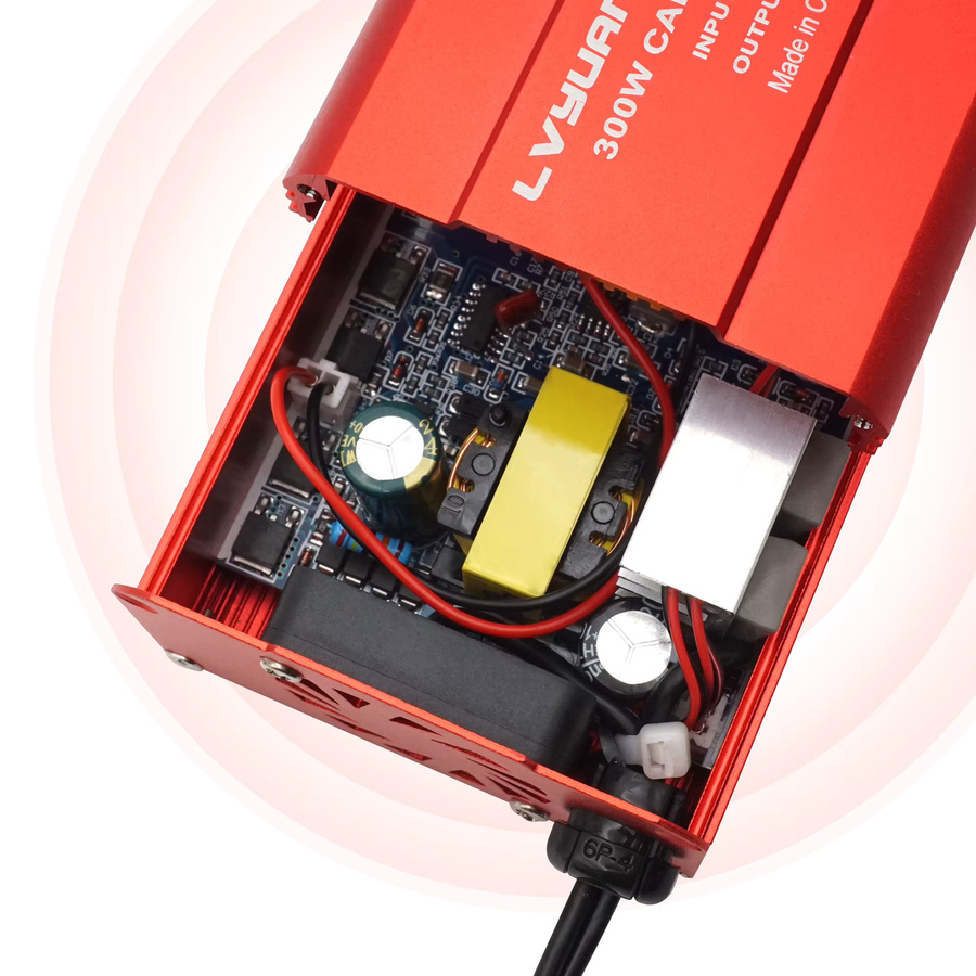 Foval Wechselrichter 12V auf 220V mit modifizierter Sinuswelle, 300W Spitzenleistung, USB-Buchse, Farbe: Rot - Bild 4