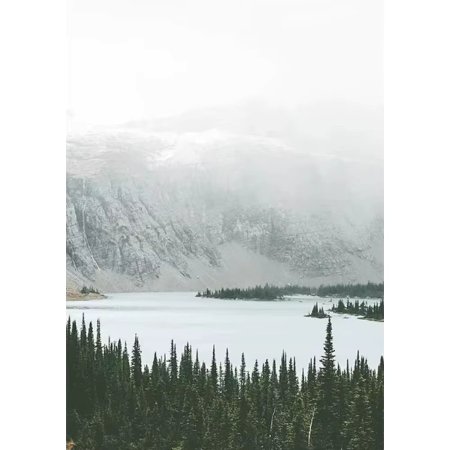 AZNM Modernes Nordisches Wandbild mit Wald- und Seelandschaft in Mehrfarbig, Rahmenloses Landschaftsbild für dein Wohnzimmer - Bild 3