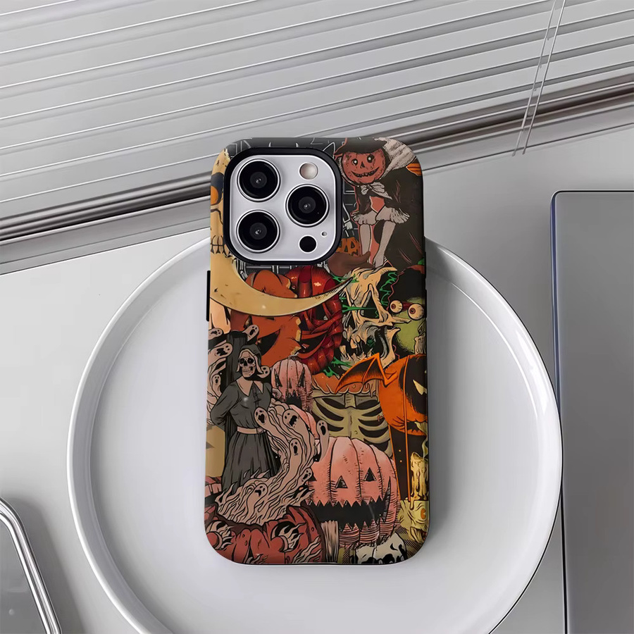 Halloween Collage Handyhülle für iPhone 17 16 15 14 13 12 Pro Max Plus mit doppelschichtiger Rückseite in Multicolour - Bild 4
