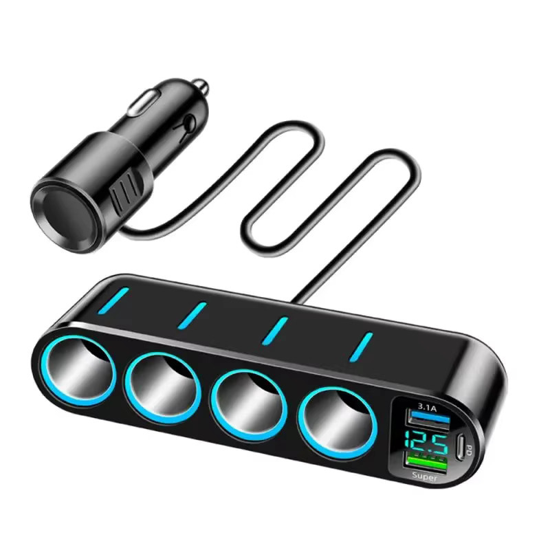 kebidumei 7 in 1 USB Typ C Auto Zigarettenanzünder Splitter Schnellladegerät für Dashcam und GPS, Schwarz - Bild 7