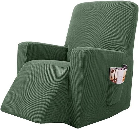 S-EMIGA Stretch-Schonbezug für Sessel in Grau mit Seitentasche, rutschfester Jacquard-Sesselbezug aus Polyester und Elasthan - Bild 1