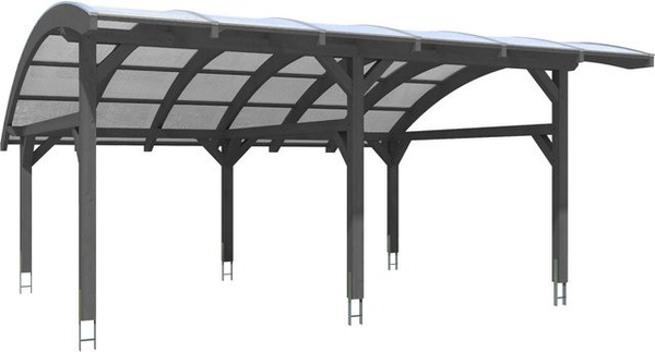 Skan Holz Carport Schwaben aus Holz mit Polycarbonat Doppelstegplatten in Grau, B: 648 cm, T: 630 cm