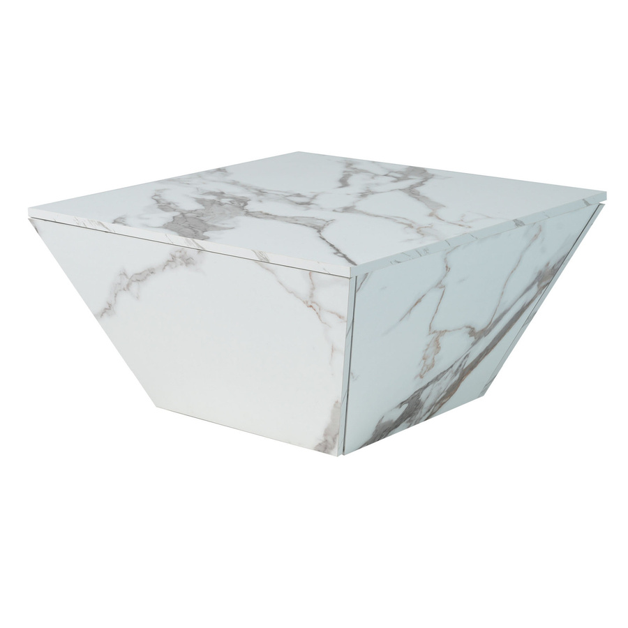 Trapezförmiger Couchtisch von aosom.de mit 2 Schubladen in Weiß, B/T/H: 70 x 70 x 37 cm - Bild 2