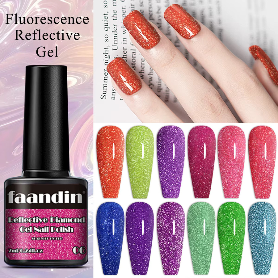 Faandin Glitzer-Diamant-Gel-Nagellack, 10er Set, 7 ml pro Flasche - Bild 4