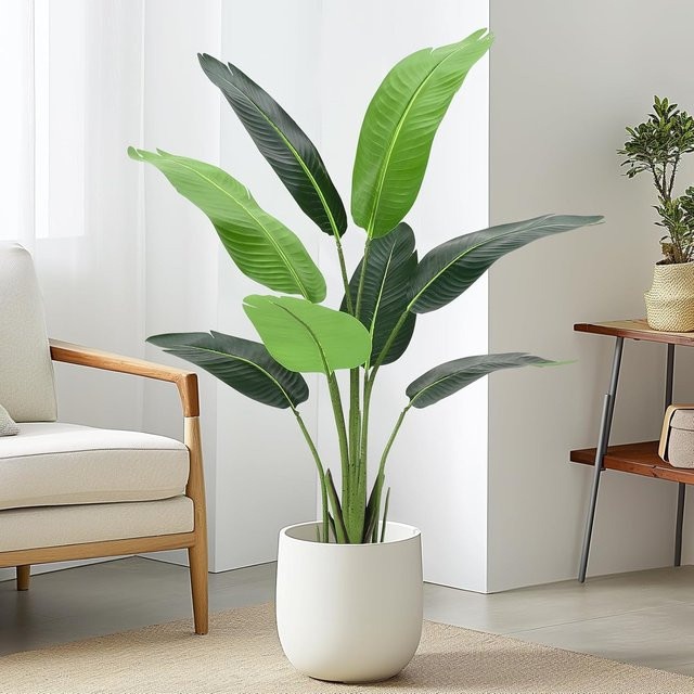 HobbyLane Künstliche Palme Paradiesvogel in Grün, UV-beständige Kunstpflanze für Innen- und Außenbereiche, Höhe: 120 cm - Bild 1