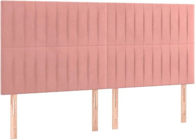 vidaXL LED Kopfteil aus Samt in Rosa mit USB-Ladeport, Breite: 160 cm, Tiefe: 5 cm, Höhe: 118 cm bis 128 cm - Bild 1
