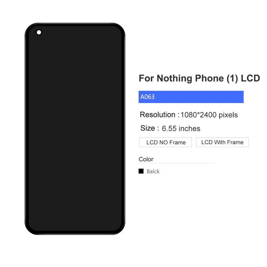 Nothing Phone (1) A063 Ersatz LCD-Display mit Touchscreen-Digitizer und Rahmenbaugruppe in Schwarz, 6,55 Zoll - Bild 3