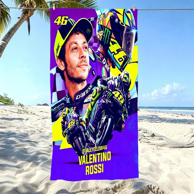 VR46 Racing Strandtuch Valentino Rossi 46 Mikrofaser Multicolour B/H: 40 x 60 cm - Bild 1