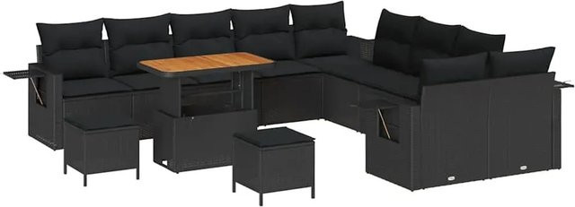vidaXL Garten-Sofa-Set 13-teilig aus Poly-Rattan in Schwarz - Bild 1