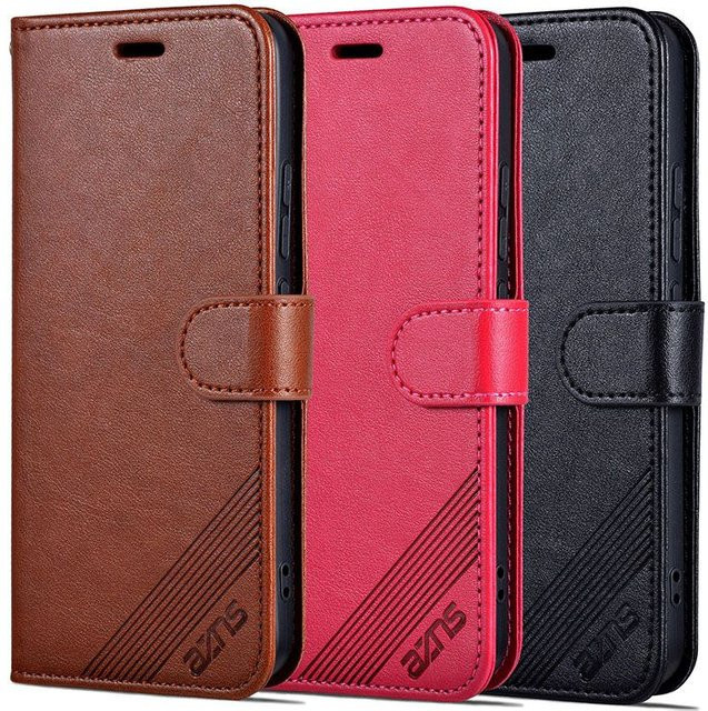 Magnetische Leder-Brieftaschen-Handyhülle für Xiaomi und POCO in Pink oder Braun - Bild 1