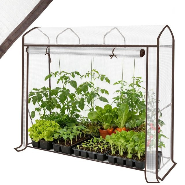 Sekey Foliengewächshaus mit Spitzdach für Garten und Balkon, Farbe Weiß/Transparent, B/T/H: 180 x 50 x 150 cm - Bild 1