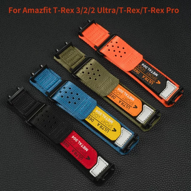CAOWTAN Uhrenarmband Nylon, Schwarz, Unisex, für Amazfit T-REX 3/2/Pro - Bild 1