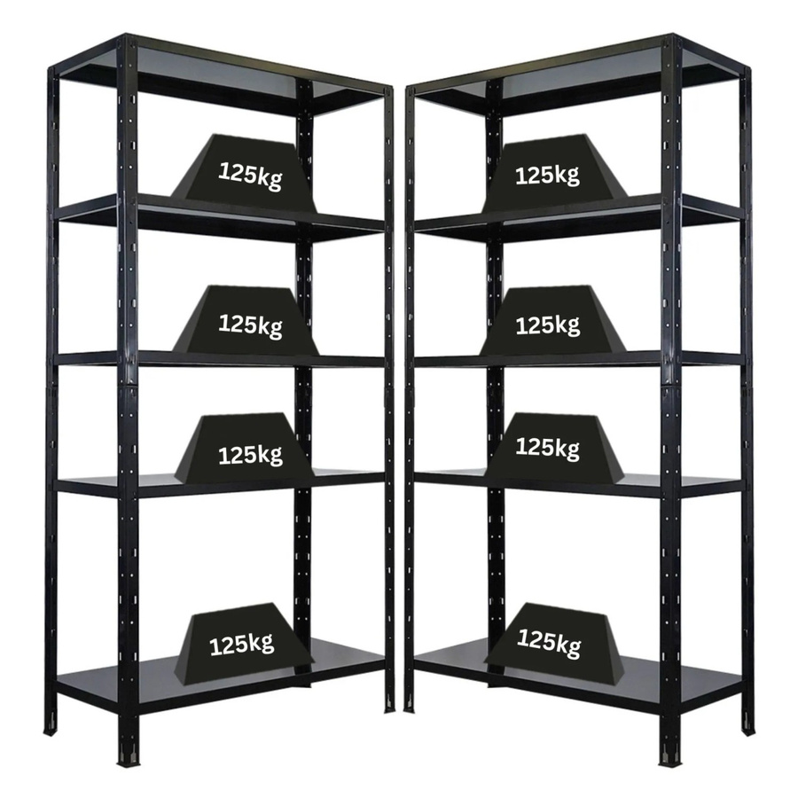 2er Set PROREGAL Schwerlastregal Ares aus Stahl in Schwarz, H x B x T: 180 x 90 x 40 cm - Bild 2