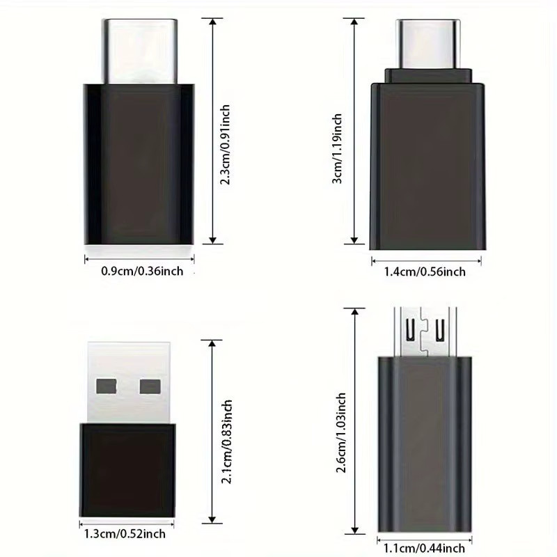 8er-Pack USB auf USB-C Adapter Set, USB Typ A auf USB Typ C Konverter, Farbe: Schwarz - Bild 5
