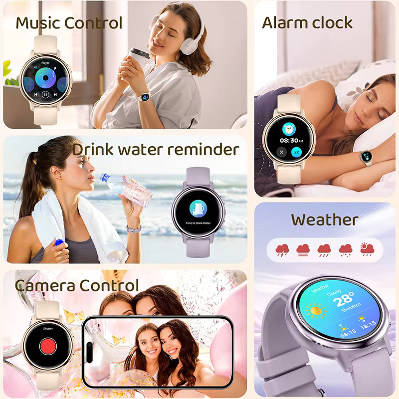LIGE Smartwatch, Damen, Schwarz, Purple, Silikon, Bluetooth, Herzfrequenz - Bild 6