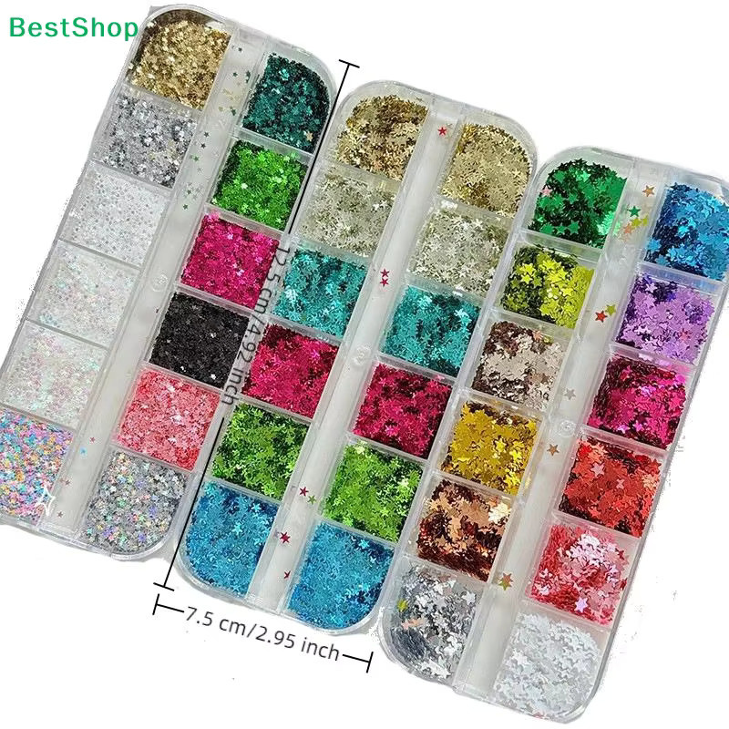 Sternförmiges Nail-Art-Glitzer-Set, Mehrfarbige Pailletten, Glänzend - Bild 3