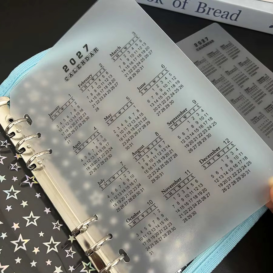 Transparente Trennblätter für A5/A6 Loseblatt-Kalender 2027 mit 6 Löchern aus mattiertem PP-Material - Bild 2