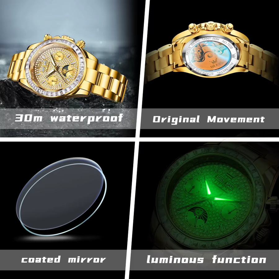 OLEVS Armbanduhr Automatik, Gold, Edelstahl, Herren - Bild 6
