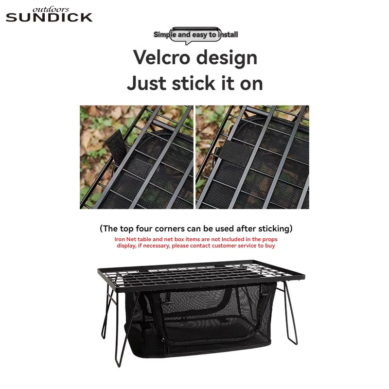 SDK Outdoor-Geschirr-Aufbewahrungsbox aus Netzstoff in Schwarz, faltbare Mehrzweck-Tischaufbewahrungsbox - Bild 4