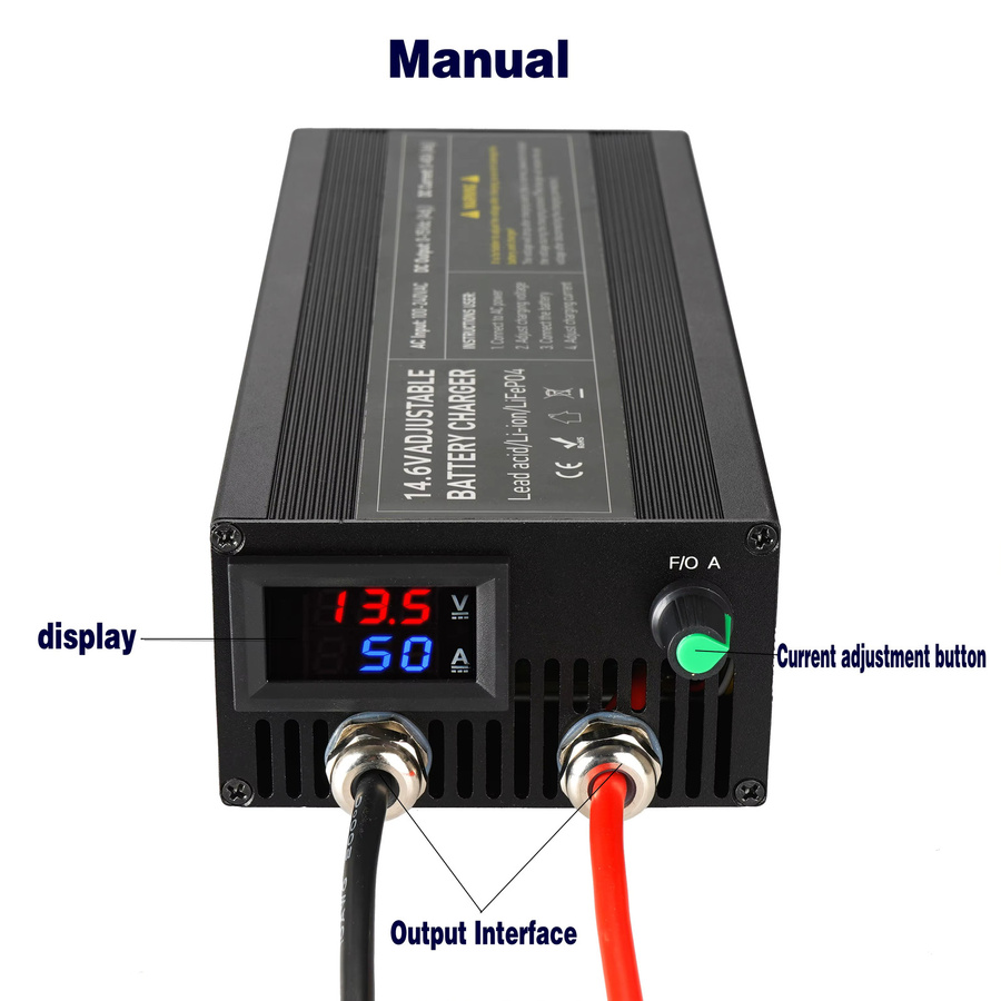 Lifepo4 Ladegerät für Lithium-Batterien mit 14,6 V, 36/50A in Schwarz für RV, Solar- und Outdoor-Power-Batterien - Bild 3