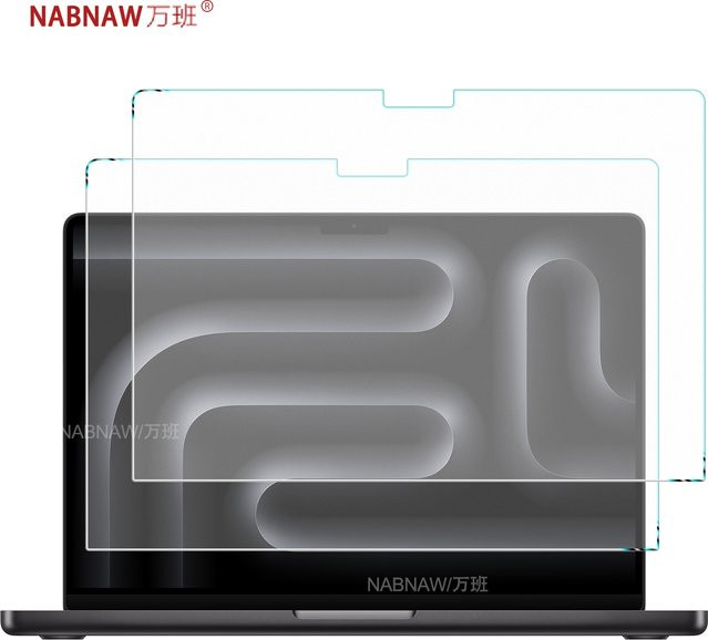 NABNAW Displayschutzfolie aus gehärtetem Glas für Apple MacBook Pro 14 (M5, M4, M3), 2er-Pack, transparent, 9H Anti-Kratz-Schutz - Bild 1