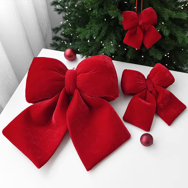 ZQNYCY Weihnachtsbaum Anhänger Rote Samtschleife als Weihnachtsdekoration und DIY-Ornament - Bild 3