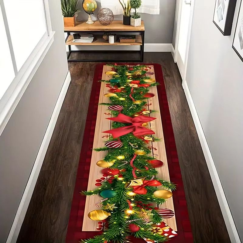 VIKAMA Weihnachtsteppich im Plaid-Design für Wohnzimmer, Esszimmer und Eingangsbereich im Landhausstil - Bild 4
