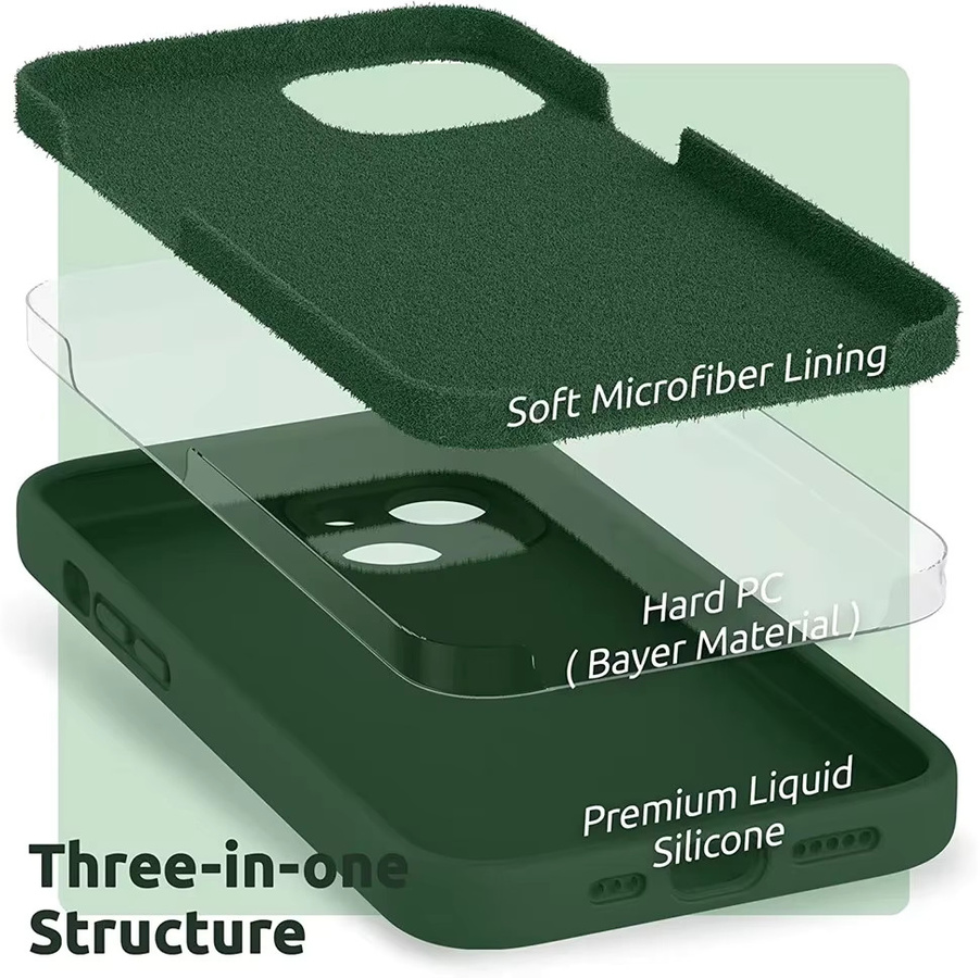 Luxuriöse Flüssigsilikon-Schutzhülle für iPhone 16, iPhone 15, iPhone 14, iPhone 13 und iPhone 12 Pro Max in Rot und Grün - Bild 2