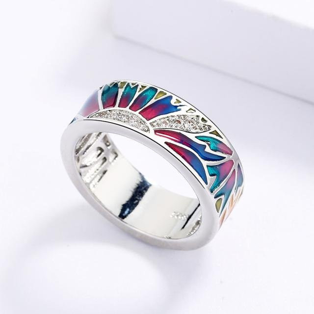 YIRAN Jewelry Ring 925 Silber, Blau, Emaille, Damen - Bild 1