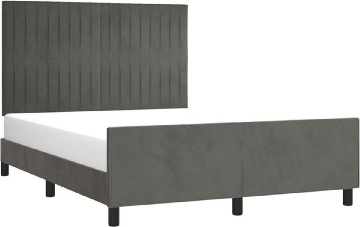 Polsterbett Vidaxl in Anthrazit aus Samt und Massivholz, B/T/H: 140 x 200 x 128 cm - Bild 1