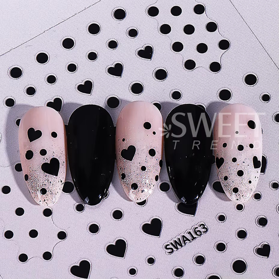 SWEET TREND Nagelaufkleber Herz, Schwarz Weiß, Glänzend - Bild 4