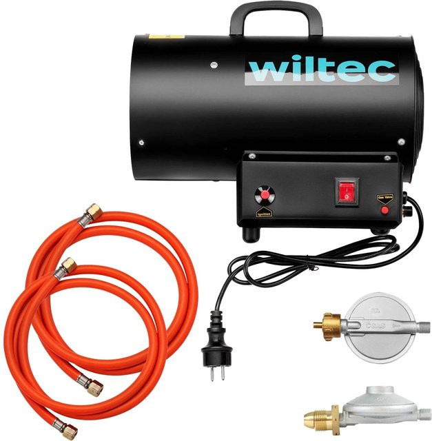Wiltec Gasheizgebläse 15kW Heizkanone mit Gasdruckminderer in Schwarz - Bild 1