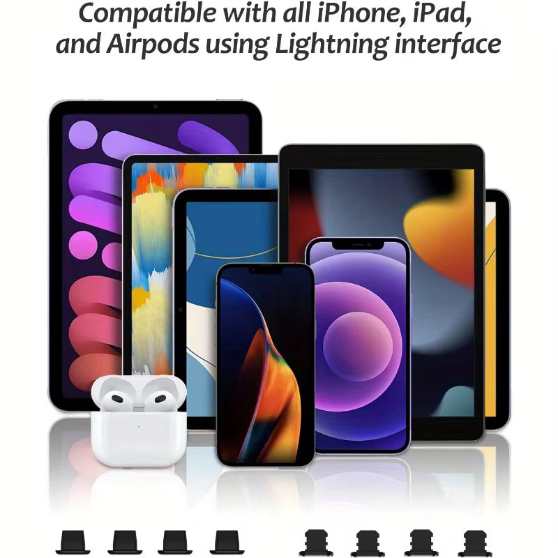 Staubstecker-Set für iPhone 14 und iPad mit Aufbewahrungsbox aus Metall und Silikon in Schwarz - Bild 4