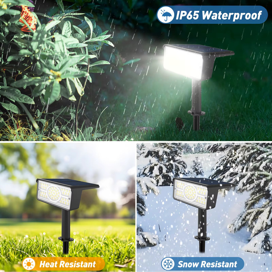 T-SUNRISE Solar Garten Wandleuchte mit 49 LEDs, IP65 wasserdicht, Schwarz, Rechteckig - Bild 5