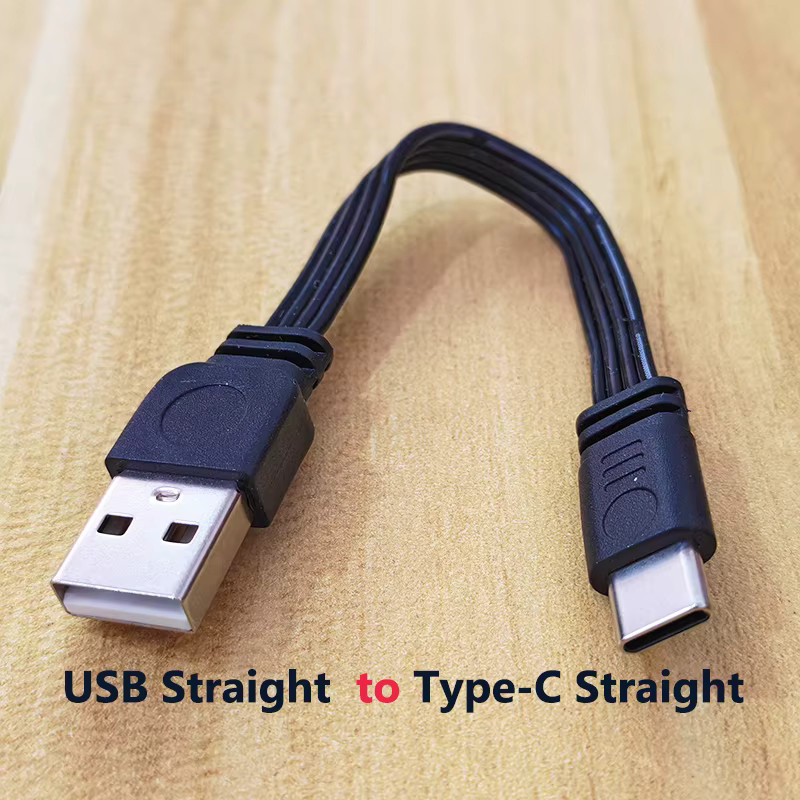 YuXi USB-A auf USB-C Flachkabel in Schwarz mit verschiedenen Winkeloptionen zum Laden und zur Datensynchronisierung - Bild 2