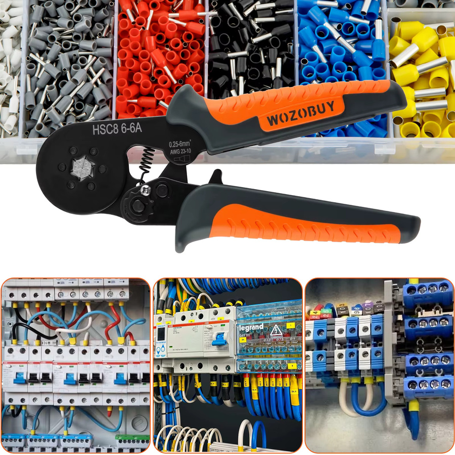 WOZOBUY Sechskant-Crimpwerkzeug-Set für Aderendhülsen AWG23-10 mit Ratsche und selbstverstellbarer Crimpzange - Bild 4